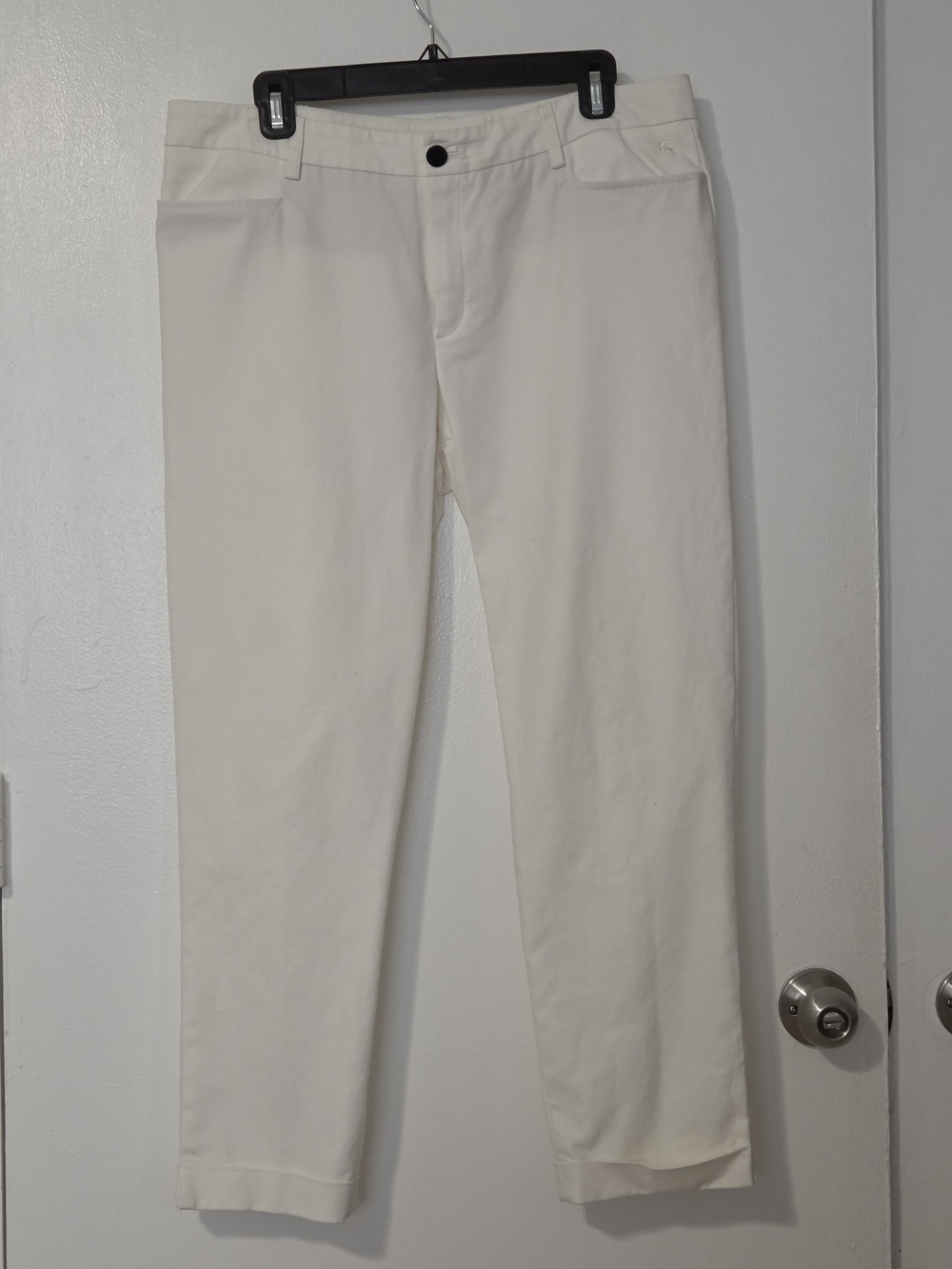 Burberry Cream Straight-Leg Chinos